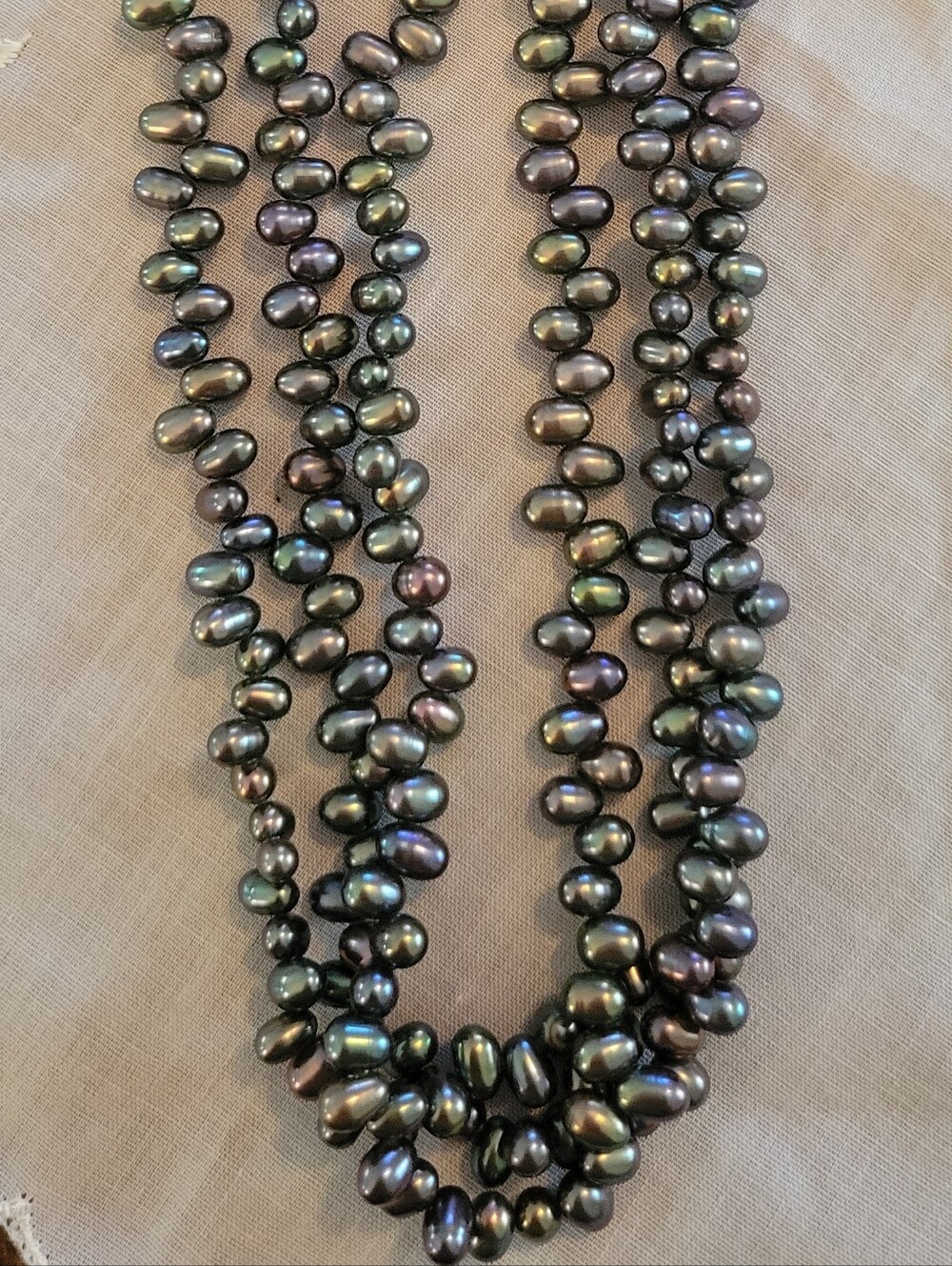 Vintage 3 Strand Freshwater Peacock Pearl Necklace